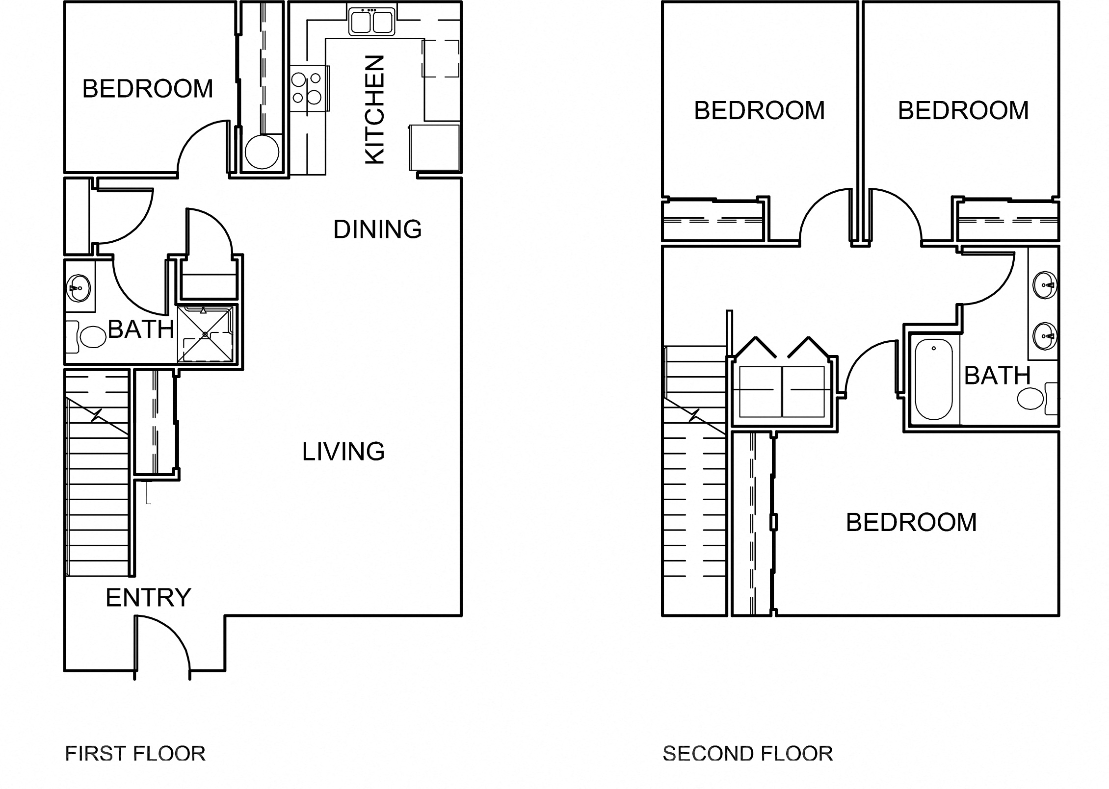 Floor plan for 4 beds, 2 baths, 1487 sqft